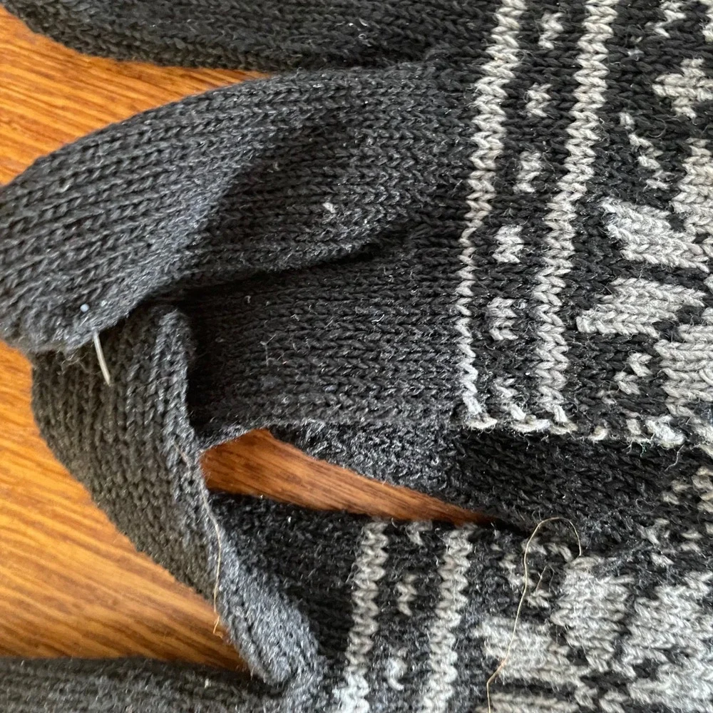 Fair Isle Gloves Adult Black Knit Warm Stretch Winter Outdoor unbranded‎ NWOT